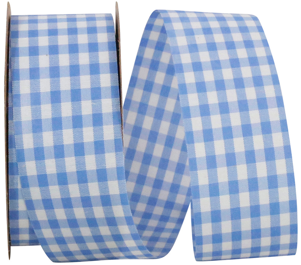 Gingham Check Ribbon Blue 1-3/8 Inch for Wreaths and Bows