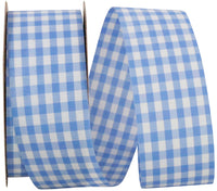 Gingham Check Ribbon Blue 1-3/8 Inch for Wreaths and Bows
