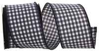 Black Gingham Check Wired Edge Ribbon 2-1/2 Inch 10Yds
