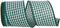 Green Gingham Check Wired Edge Ribbon 2-1/2 Inch 10Yds