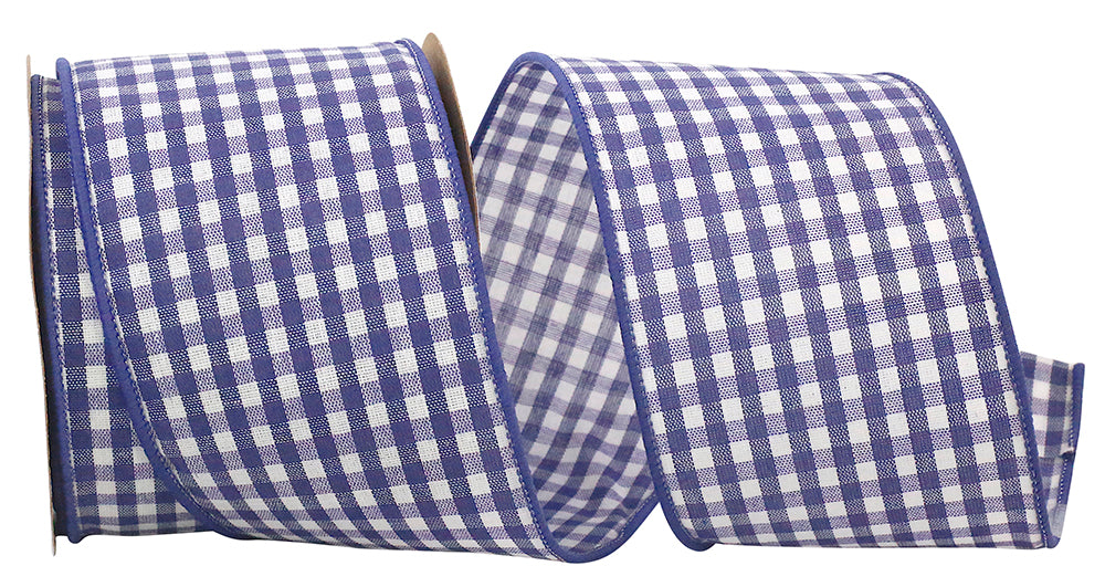 Navy Gingham Check Wired Edge Ribbon 2-1/2 Inch for Bows