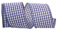 Navy Gingham Check Wired Edge Ribbon 2-1/2 Inch for Bows