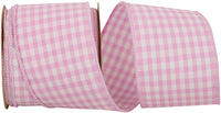 Gingham Check Wired Edge Ribbon Powder 2-1/2 Inch