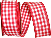 Gingham Check Wired Edge Ribbon 1-3/8 Inch Medium 10Yds