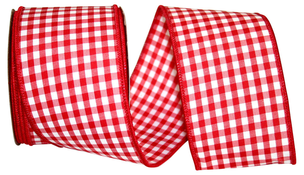 Gingham Check Wired Edge Ribbon 2-1/2 Inch Medium 10 Yards
