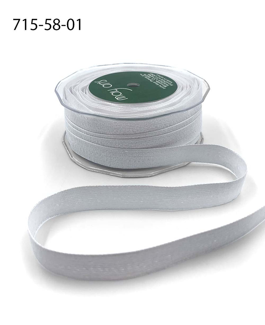 5/8 Inch Fuzzy Woven Ribbon – 715-58-01 White