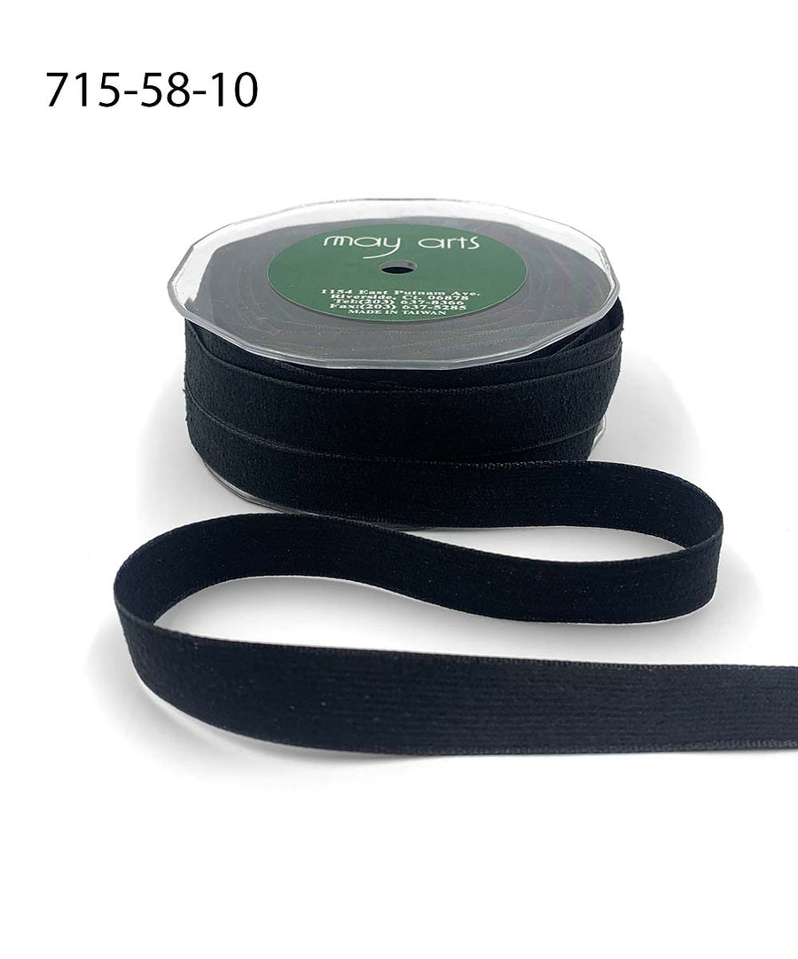 5/8 Inch Fuzzy Woven Ribbon – 715-58-10 Black