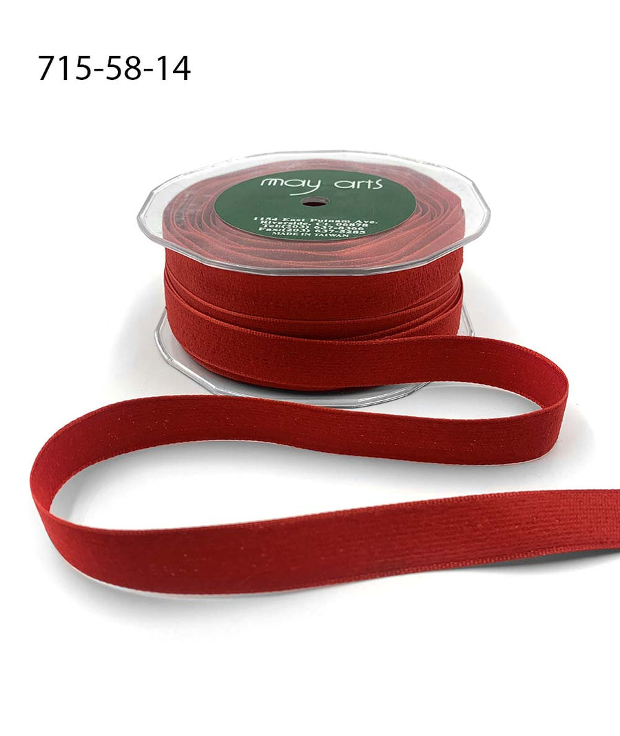 5/8 Inch Fuzzy Woven Ribbon – 715-58-14 Red