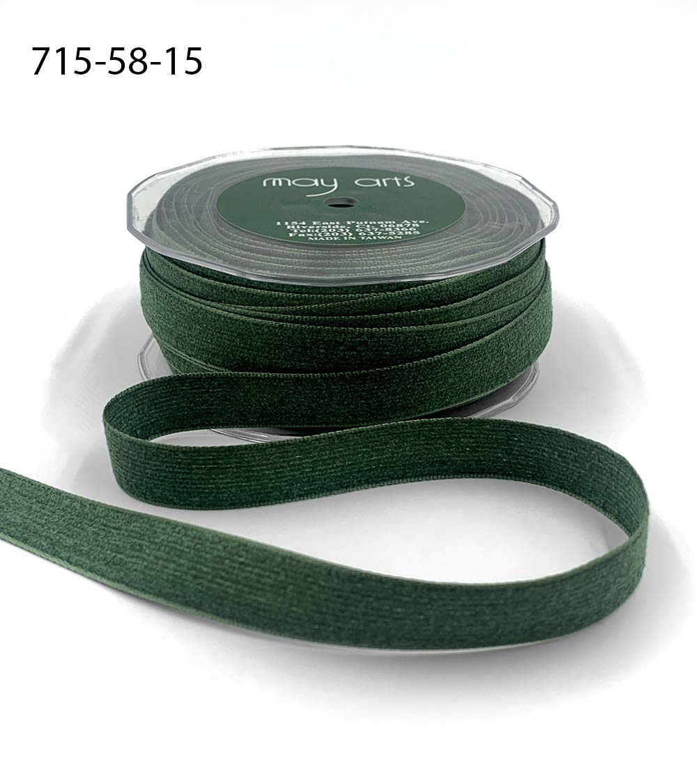 5/8 Inch Fuzzy Woven Ribbon – 715-58-15 Green
