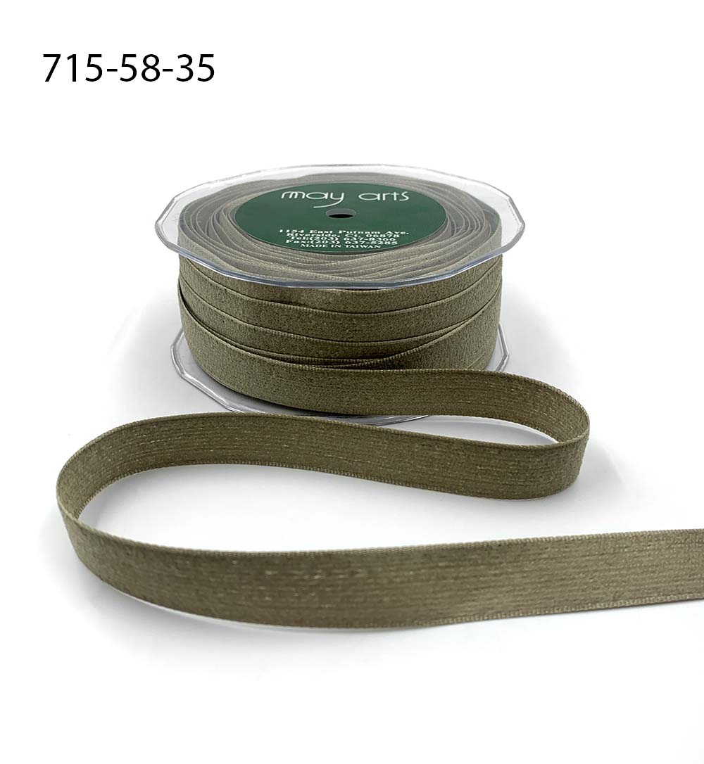 5/8 Inch Fuzzy Woven Ribbon – 715-58-35 Taupe
