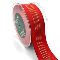 1.5 Inch Woven Center Stitched Striped Christmas Ribbon – 717-15-14 Red/Green/White