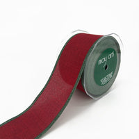2.5 Inch Christmas Loose Weave Faux Linen Thick Border Ribbon – 718-25-14N Green/Red