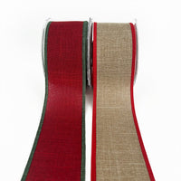 2.5 Inch Christmas Loose Weave Faux Linen Thick Border Ribbon