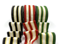 ~2 Inch (50MM) Woven Metallic Gold Stripe Wired Ribbon