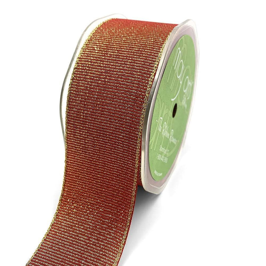 ~1.5 Inch (40mm) Woven Metallic Shimmer Grosgrain Ribbon – 722-15-14 RED/GOLD