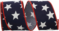 Navy Red 2-1 2 Inch Large Stars Wired Edge Ribbon for Wreaths & Bows