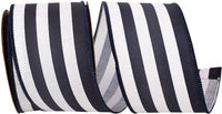 Navy 2-1 2 Inch Stripes Canves Large Wired Edge Ribbon for Wreaths & Bows
