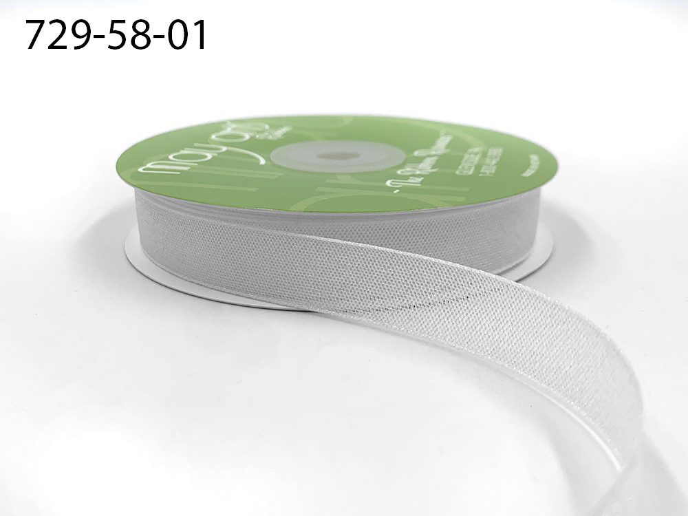 ~5/8 Inch Semi-Sheer Shimmer Woven Ribbon – 729-58-01 WHITE