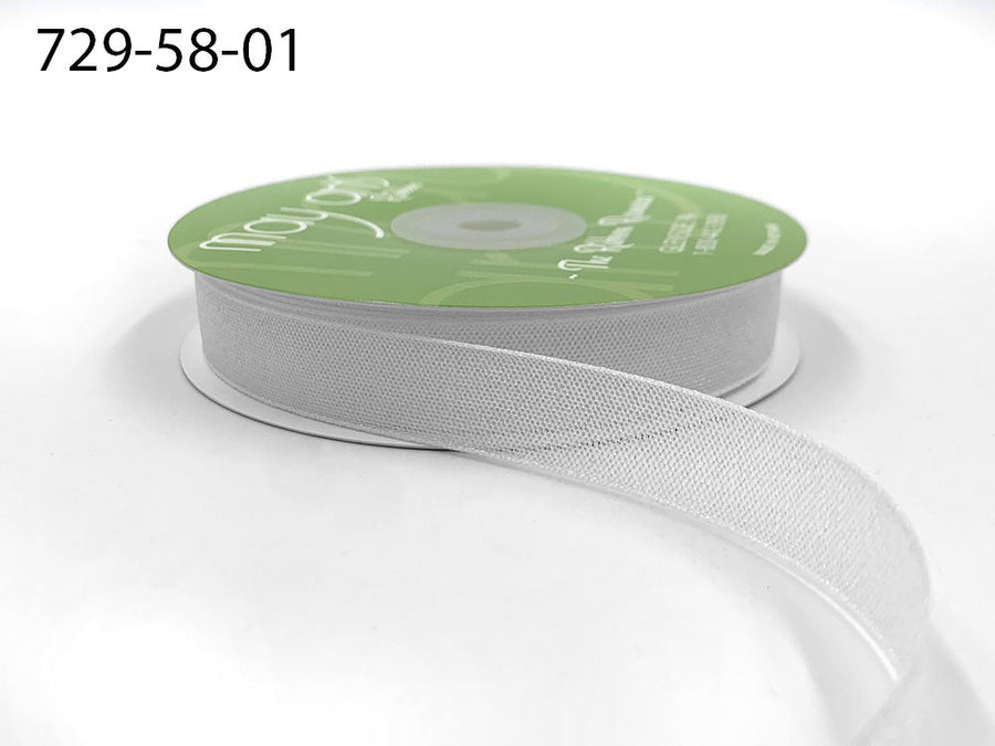 ~5/8 Inch Semi-Sheer Shimmer Woven Ribbon – 729-58-01 WHITE