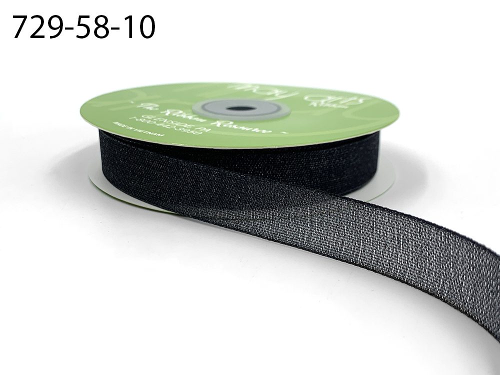 ~5/8 Inch Semi-Sheer Shimmer Woven Ribbon – 729-58-10 BLACK