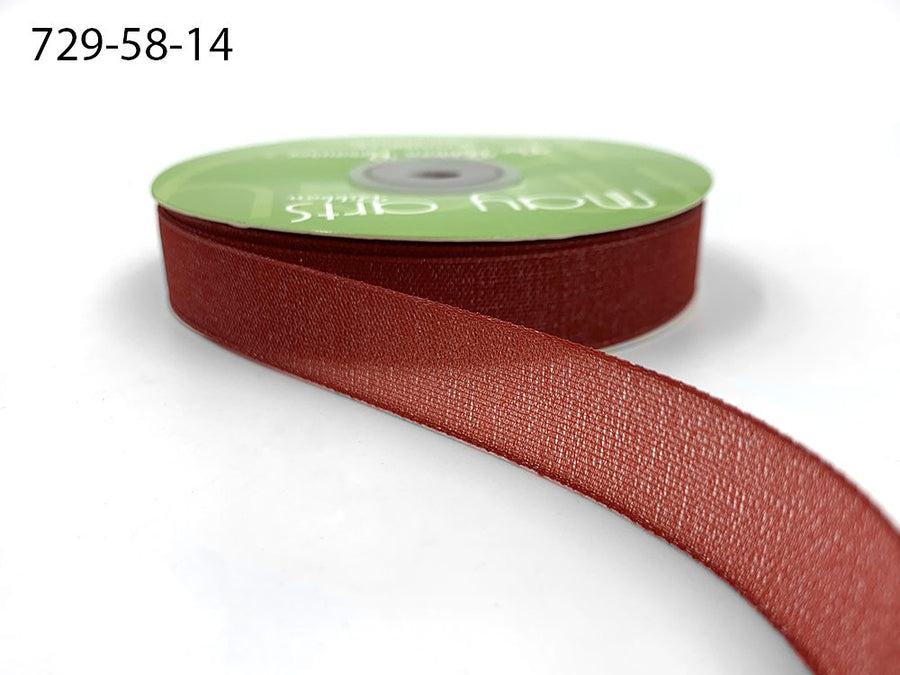 ~5/8 Inch Semi-Sheer Shimmer Woven Ribbon – 729-58-14 RED