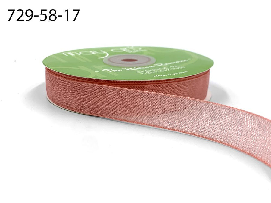~5/8 Inch Semi-Sheer Shimmer Woven Ribbon – 729-58-17 PINK