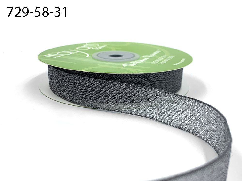~5/8 Inch Semi-Sheer Shimmer Woven Ribbon – 729-58-31 GREY