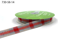 ~5/8 Inch Woven Tartan Plaid Twill Ribbon – 730-58-14 Red/Grey/Tan Tartan