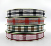 ~5/8 Inch Woven Tartan Plaid Twill Ribbon