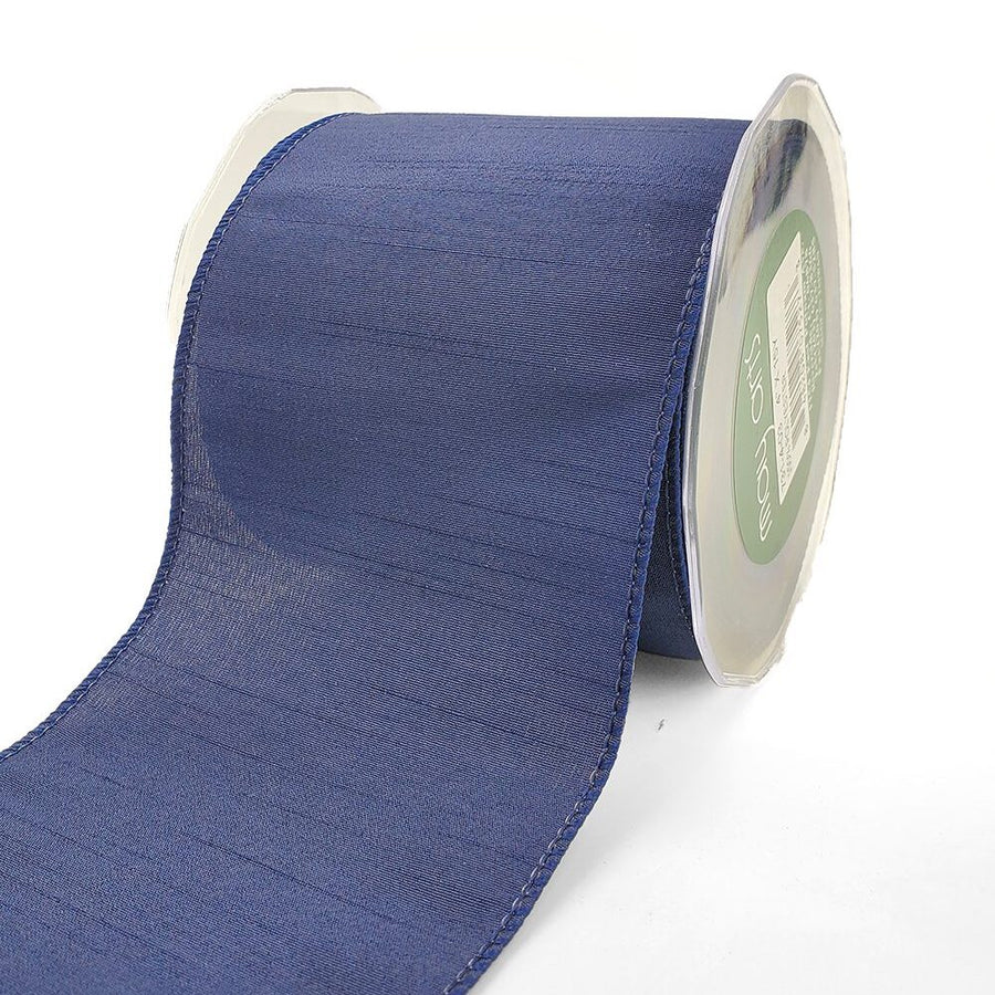 4 Inch Wired Faux Duck Cloth Raised Thread Ribbon – 731-4-03 navy