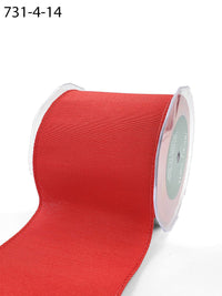 4 Inch Wired Faux Duck Cloth Raised Thread Ribbon – 731-4-14 red