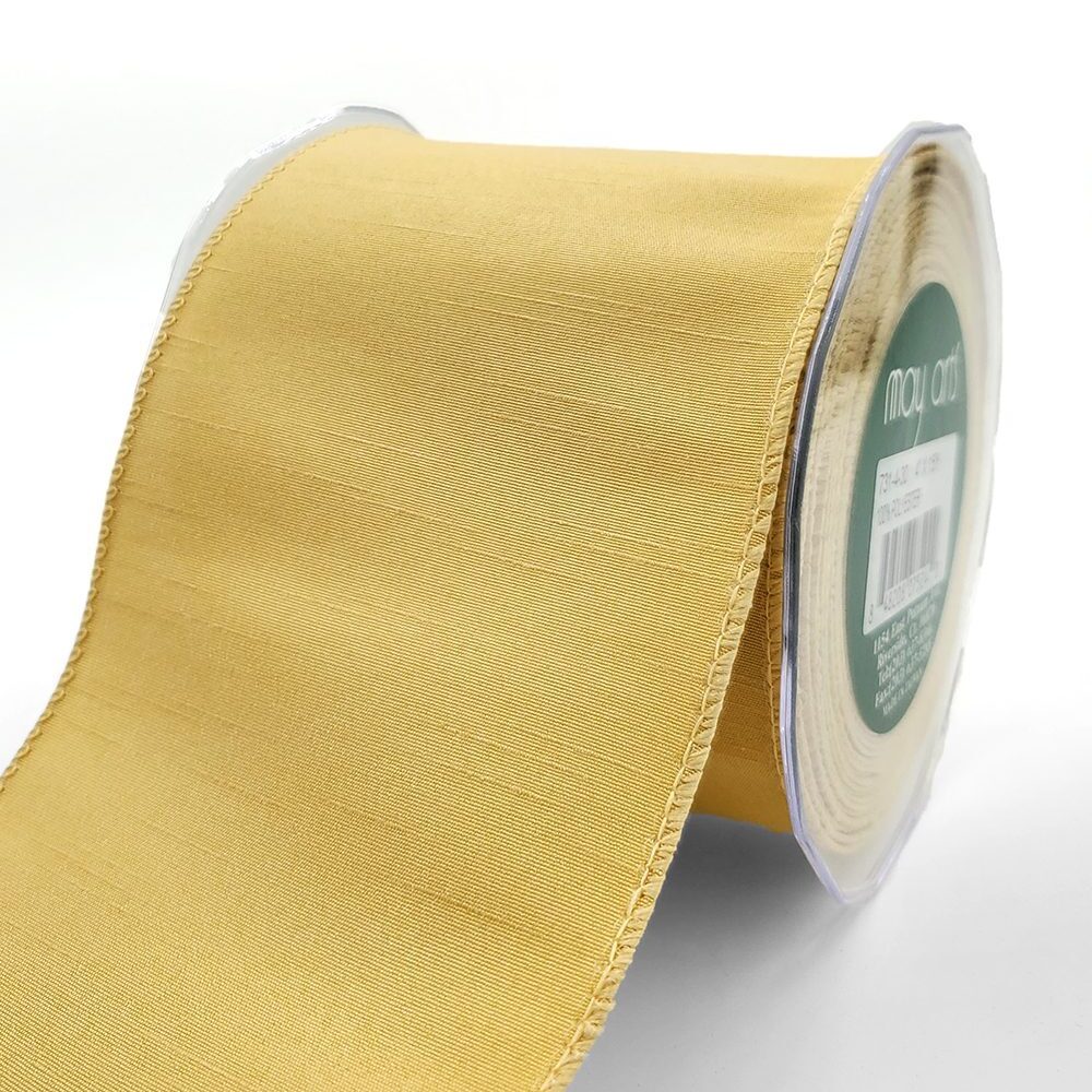 4 Inch Wired Faux Duck Cloth Raised Thread Ribbon – 731-4-30 gold