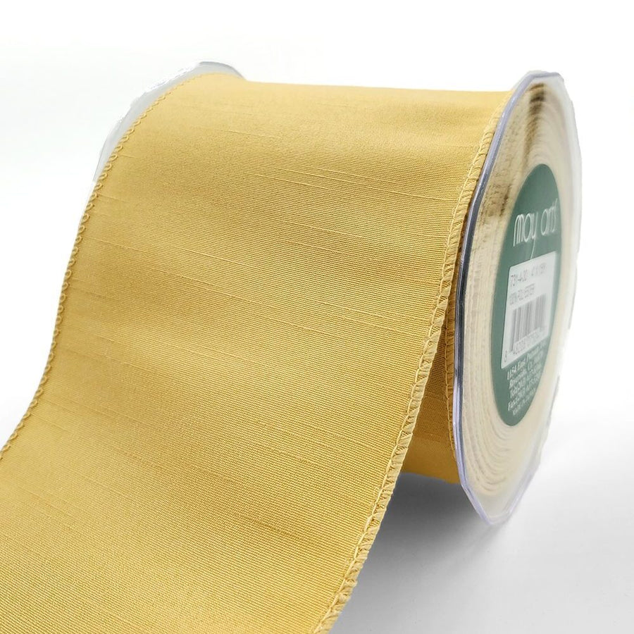 4 Inch Wired Faux Duck Cloth Raised Thread Ribbon – 731-4-30 gold