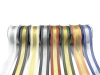 1.5 Inch Sheer Metallic Stripes Wired Ribbon