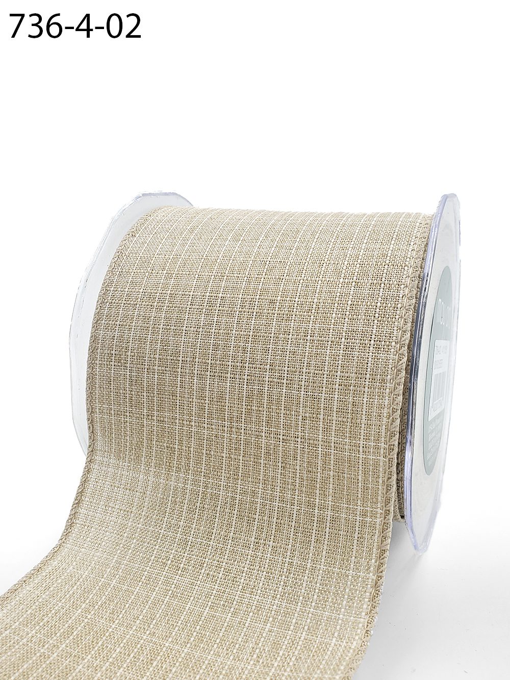 4 Inch Faux Linen Woven Wired Edge Ribbon – 736-4-02 NATURAL