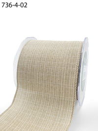 4 Inch Faux Linen Woven Wired Edge Ribbon – 736-4-02 NATURAL
