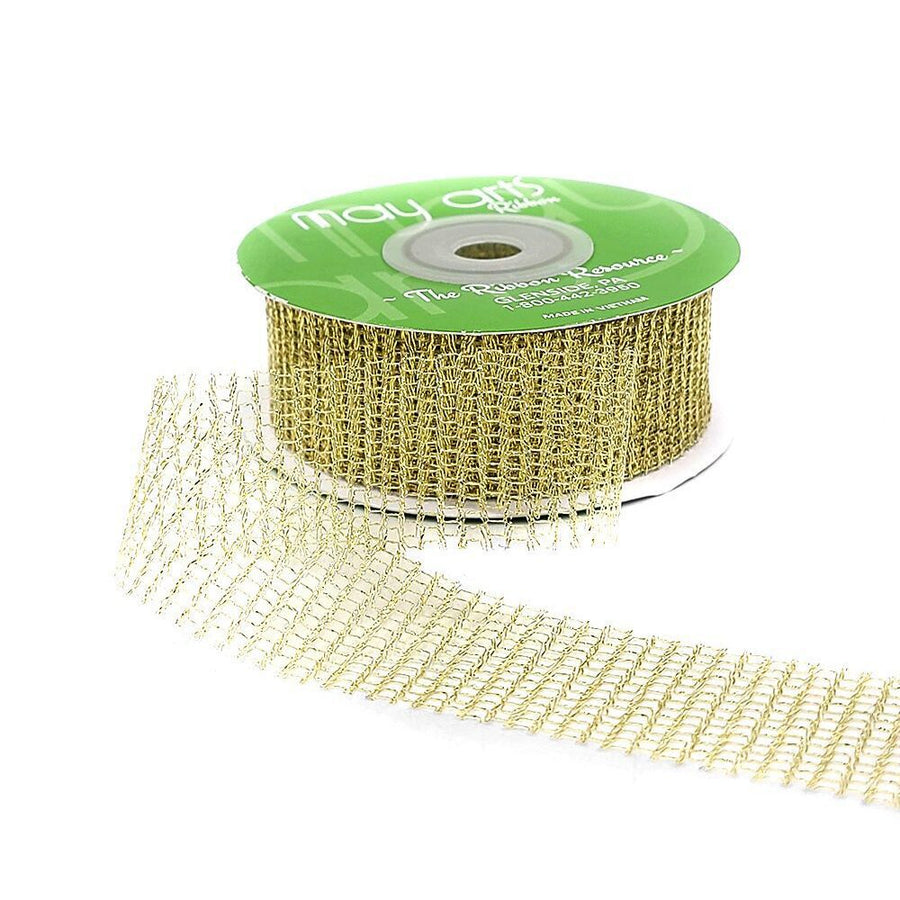 1 Inch Loose Weave Metallic Knit Net Ribbon – 737-1-30 GOLD