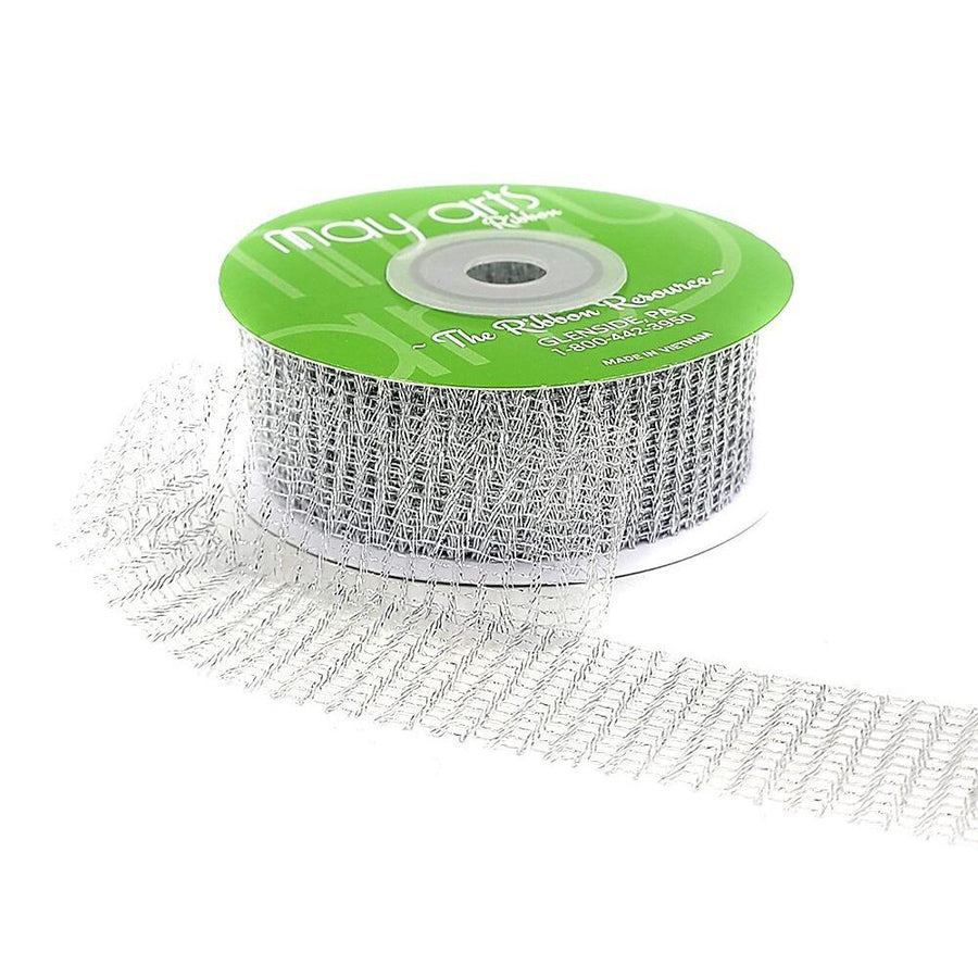 1 Inch Loose Weave Metallic Knit Net Ribbon – 737-1-31 SILVER