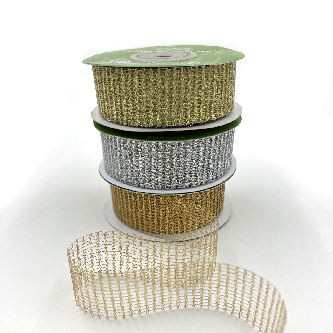 1 Inch Loose Weave Metallic Knit Net Ribbon