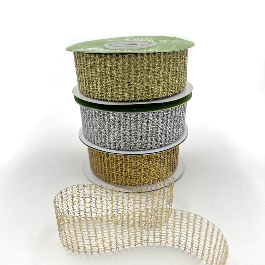 1 Inch Loose Weave Metallic Knit Net Ribbon