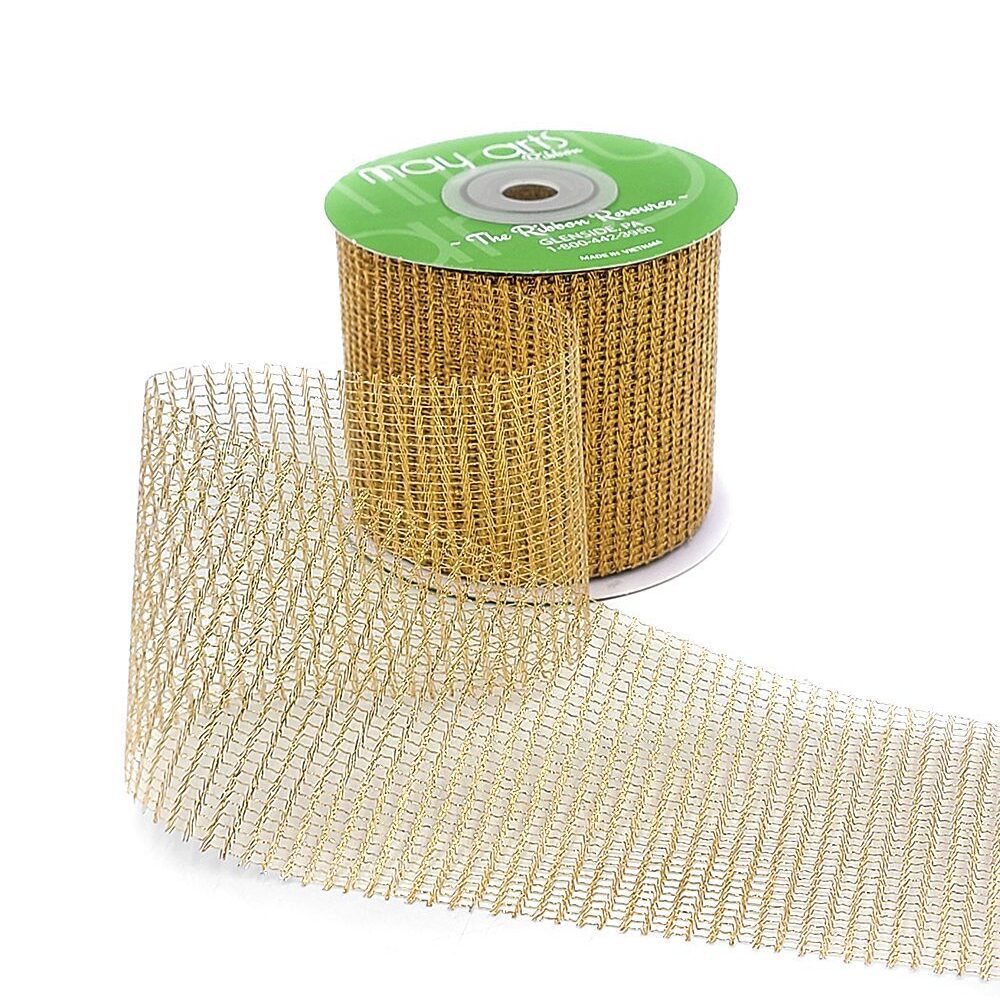 2.5 Inch Loose Weave Metallic Knit Net Ribbon – 737-25-36 COPPER
