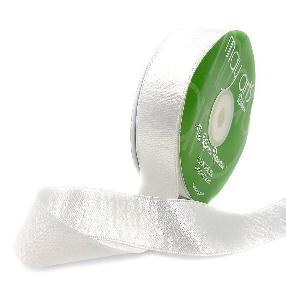 1 Inch Single Sided Sleek Ripple Tape Ribbon With Woven Edge – 739-1-01 WHITE