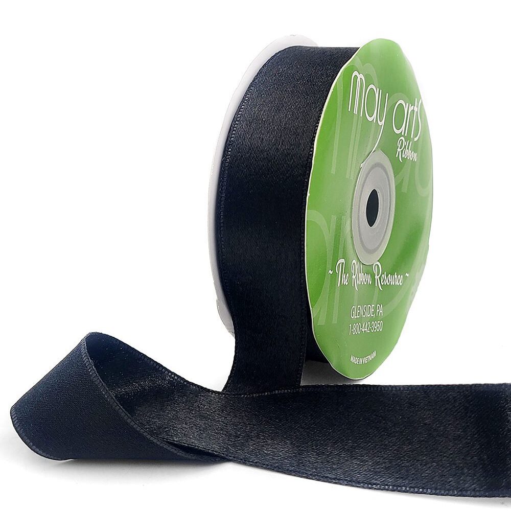 1 Inch Single Sided Sleek Ripple Tape Ribbon With Woven Edge – 739-1-10 BLACK
