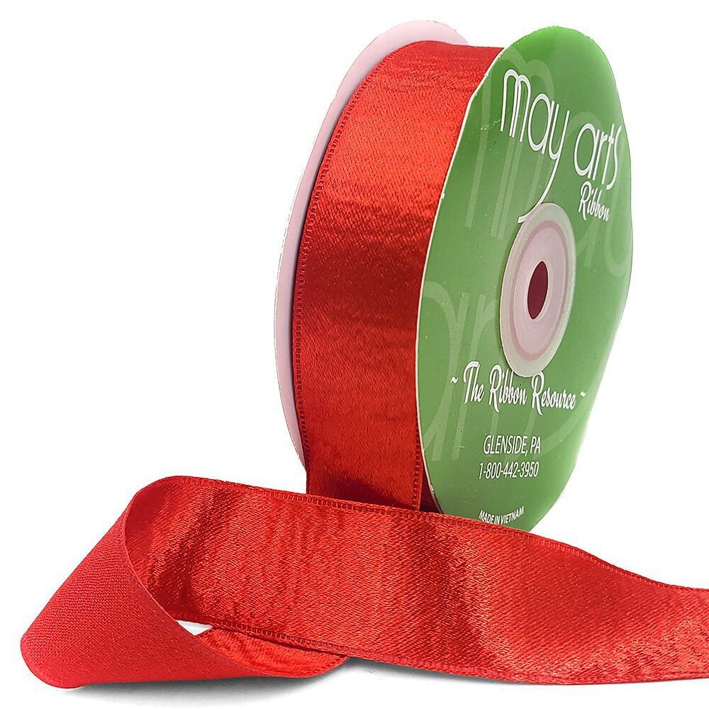 1 Inch Single Sided Sleek Ripple Tape Ribbon With Woven Edge – 739-1-14 RED