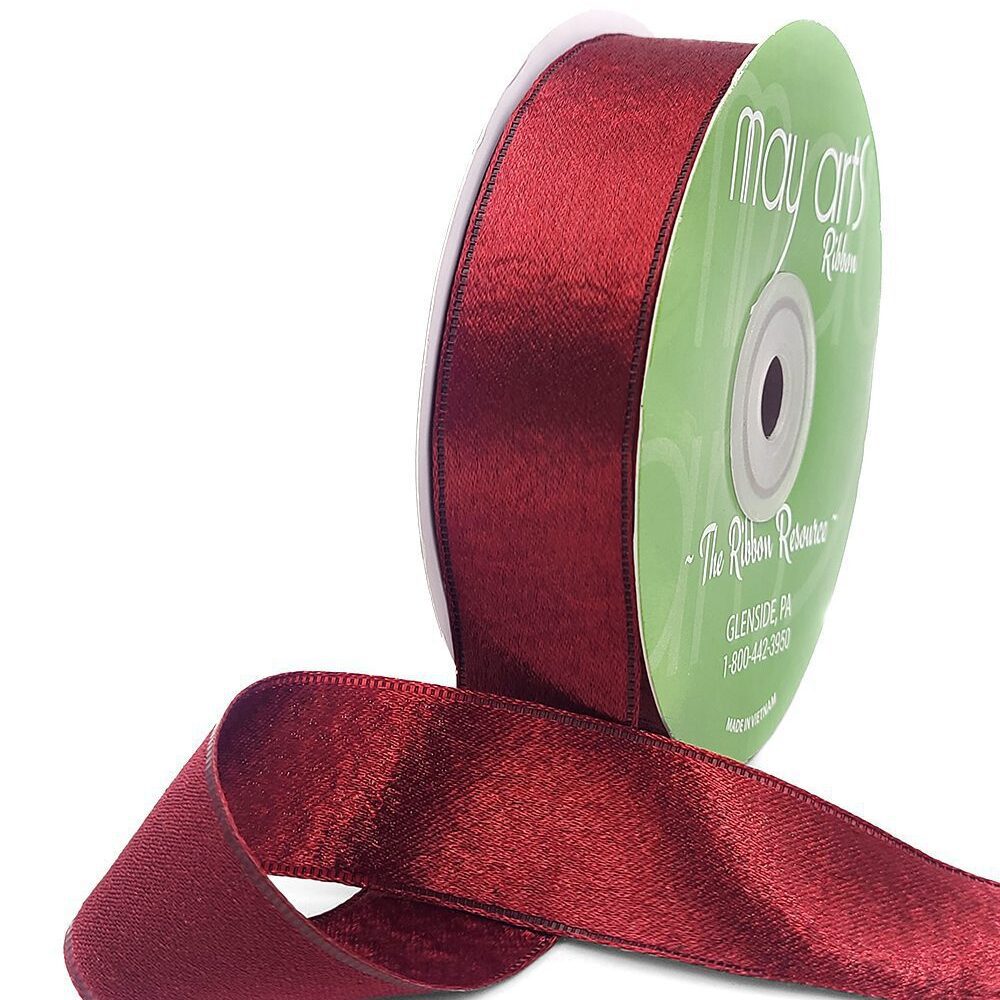 1 Inch Single Sided Sleek Ripple Tape Ribbon With Woven Edge – 739-1-25 BURGUNDY