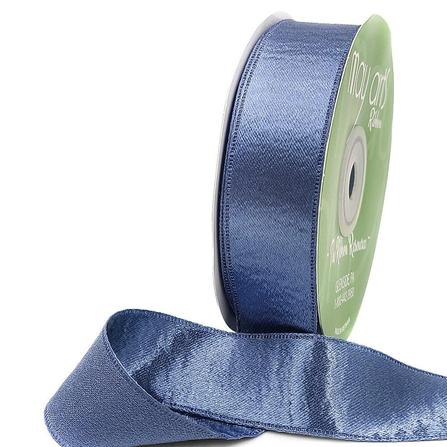 1 Inch Single Sided Sleek Ripple Tape Ribbon With Woven Edge – 739-1-83 SLATE BLUE