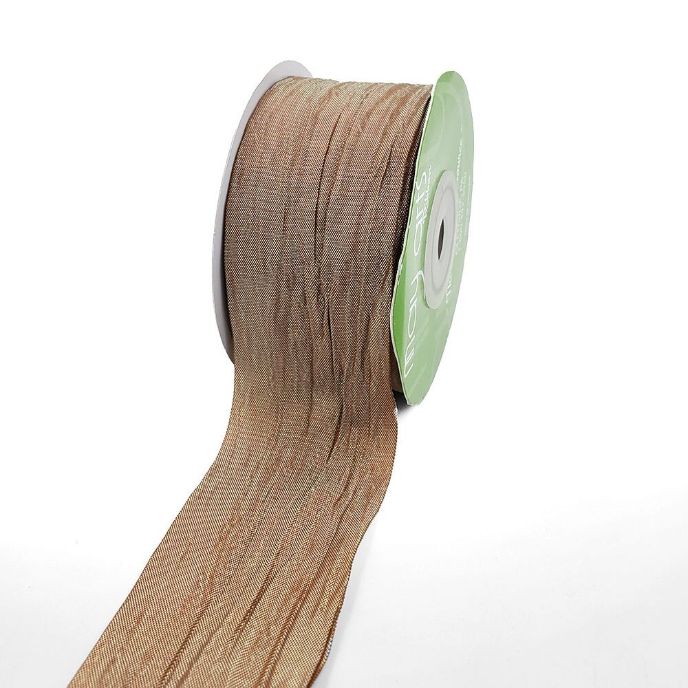 1.5 Inch Bespoke Crinkle Iridescent Ribbon – 740-15-35 TAUPE