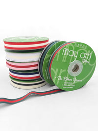5/8 Inch Modern Stripe Grosgrain Woven Edge Ribbon