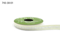 ⅜ Inch Dot Center Line Woven Edge Ribbon – 743-38-01 IVORY/WHITE