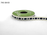 ⅜ Inch Dot Center Line Woven Edge Ribbon – 743-38-03 IVORY/NAVY